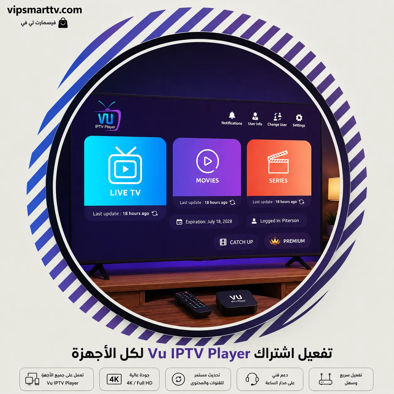 Activate-VuIPTVPlayer تفعيل اشتراك Vu IPTV Player لكل الأجهزة