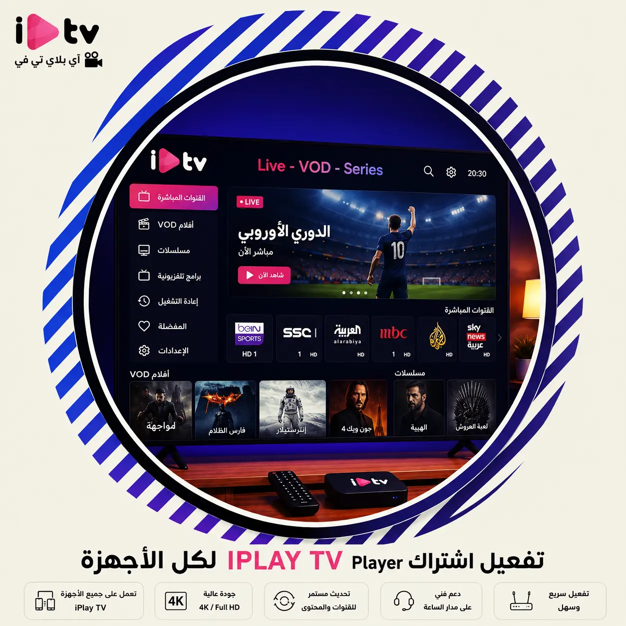 تفعيل اشتراك IPLAY TV Player لكل الأجهزة